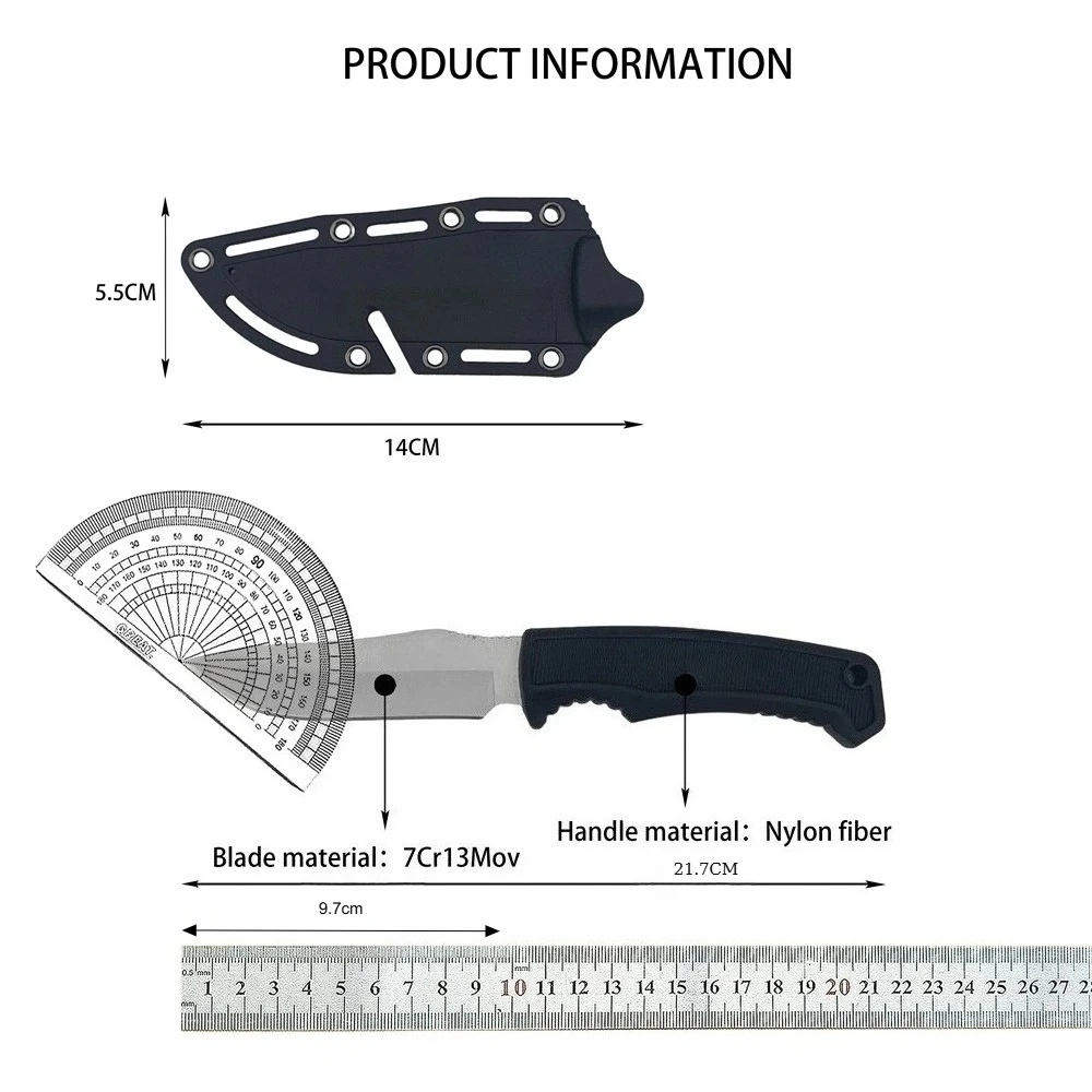سكين المجال المحمولة المحمولة سكين ثابت 7Cr13Mov شفرة ألياف النايلون مقبض في الهواء الطلق متعددة مفيدة التخييم الصيد أداة #6