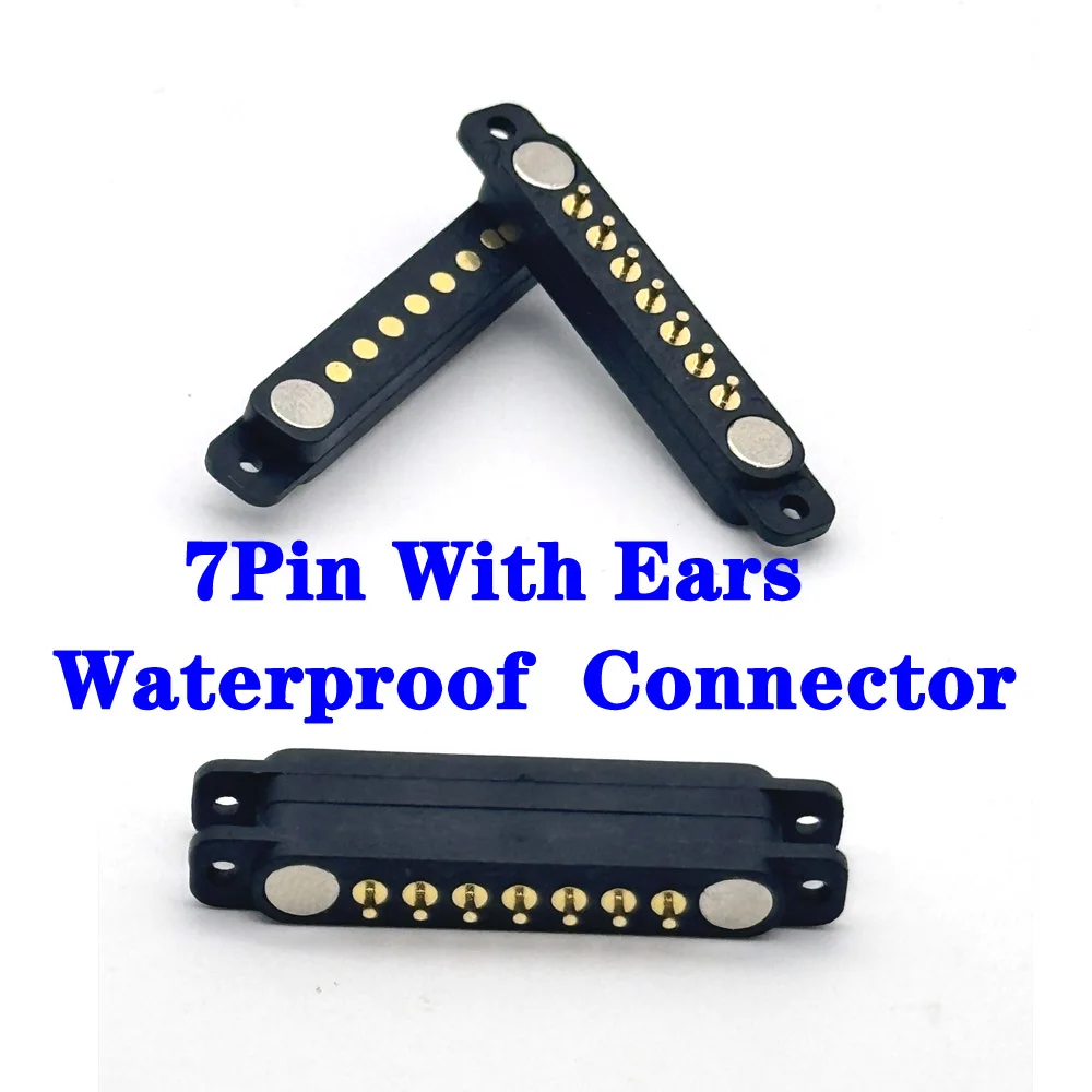 

1Pair 7Pin With Ears Waterproof Spacing 2.54mm Magnetic Pogo Pin Connector Pogopin Male Female Spring Loaded DC Power Socket