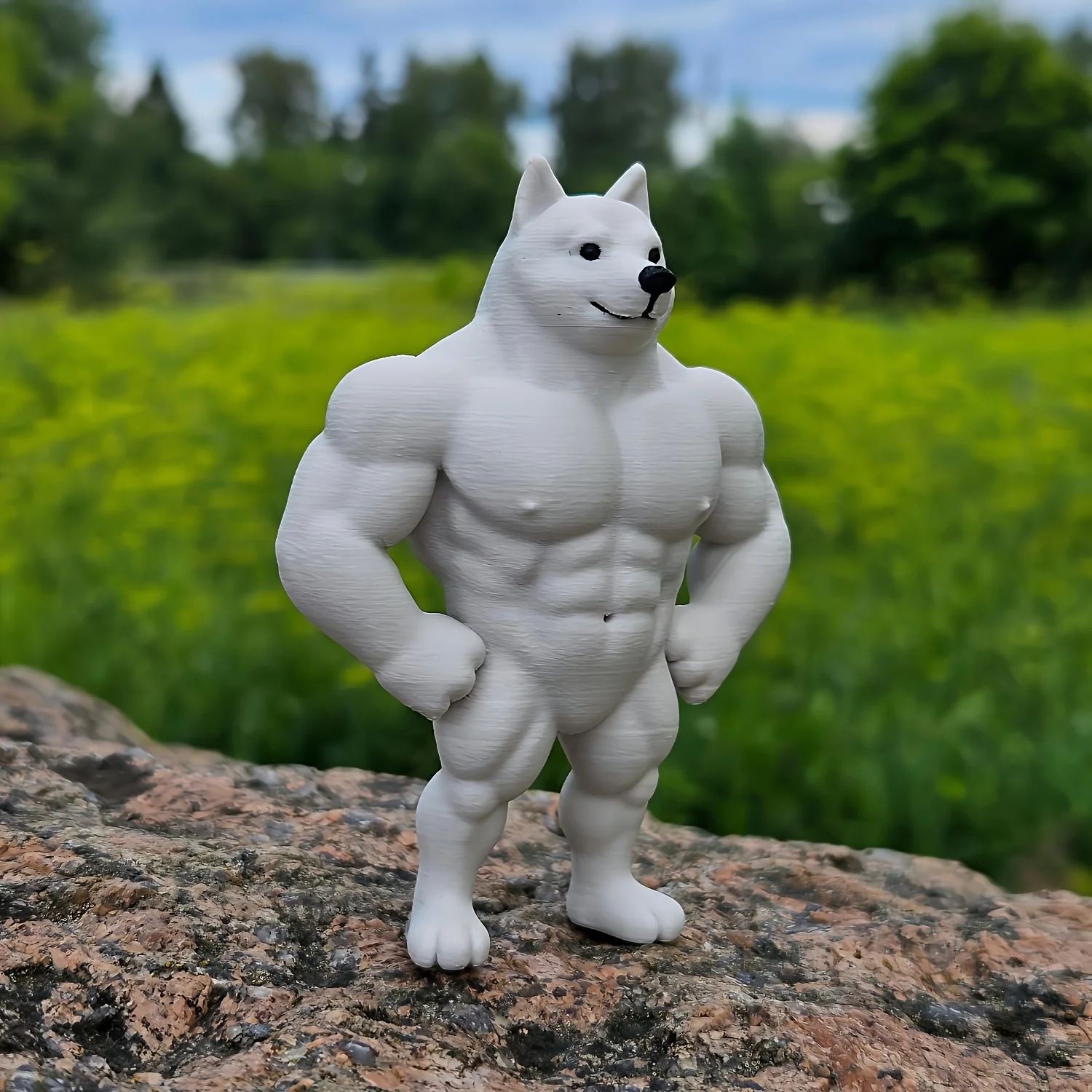 3D Printed Funny Muscular Dog Statue, Cute and Playful Muscular Dog Ornament, Muscular Macho Man Interesting Home Decoration, Fit and Toned Dog Shape, with Clear Biceps and Thigh Lines, Unique Gift for Dog Lovers and Fitness Enthusiasts, Christmas, Halloween, Thanksgiving - Collectible Muscular Dog Figurine, Suitable for Bookshelf and Desktop Home Decoration