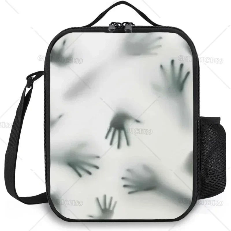 Horror House Lunch Bag Insulated Lunch Box,Ghost Shadow Alien,Durable Insulated Reusable Tote Bag Lunch Box for Men Women