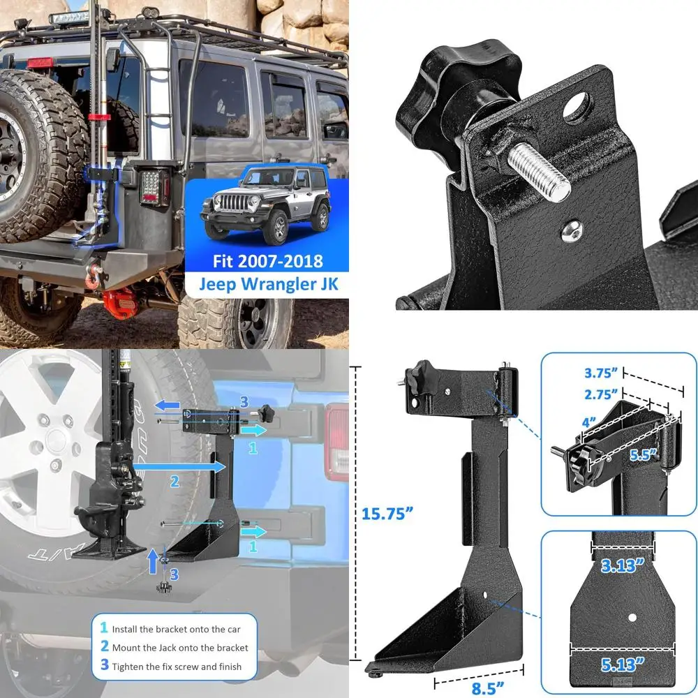 

Universal Hi-Lift Jack Mount and Carrier Bracket Kit for 2007-2017 Jeep Wrangler JK