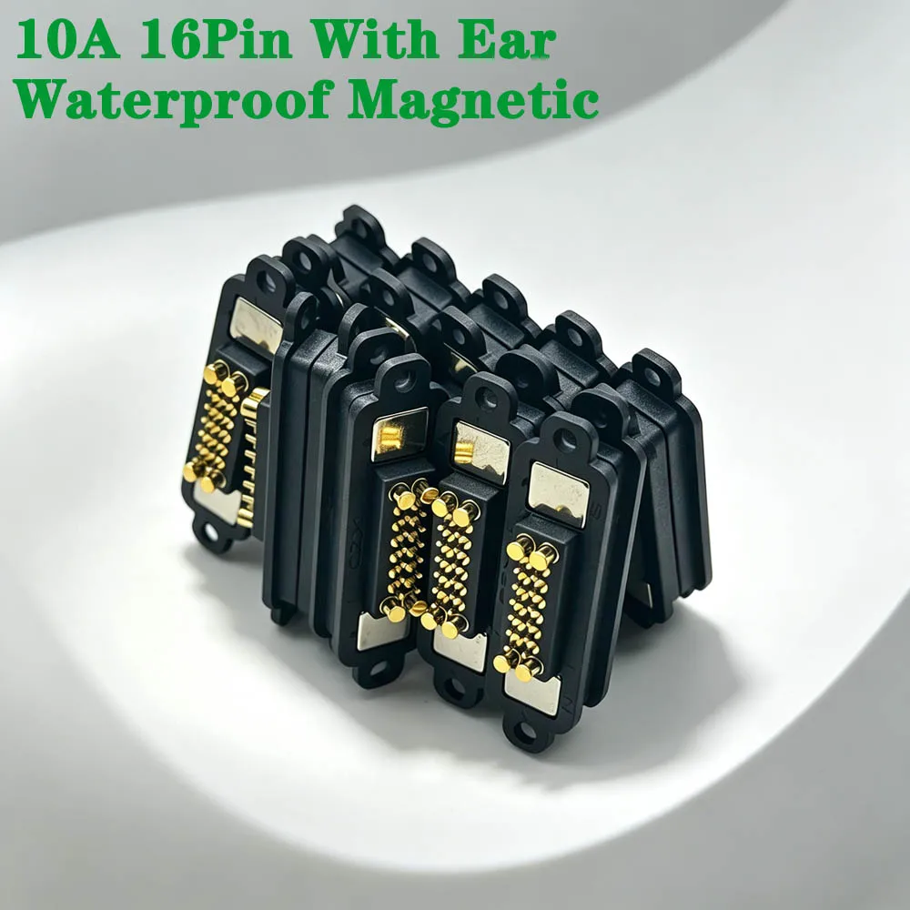 With Ear DC Magnetic Pogo Pin Connector 16P Pogopin Male Female Spring Loaded 10A DC Power Socket Magnetic Connector