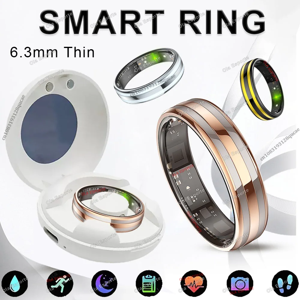 New Smart Ring Female Health Tracking Temperature Heart Rate Blood Oxygen Sleep Monitor Motion-Sensing Game IP68 Waterproof Ring