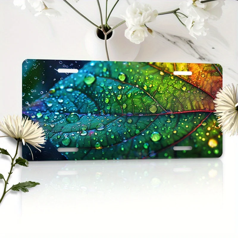 1pc 2D FLAT - Waterdrop Aluminum Car License Plate for Front, Rear, or Side, Outdoor Decoration, Outdoor Ornament