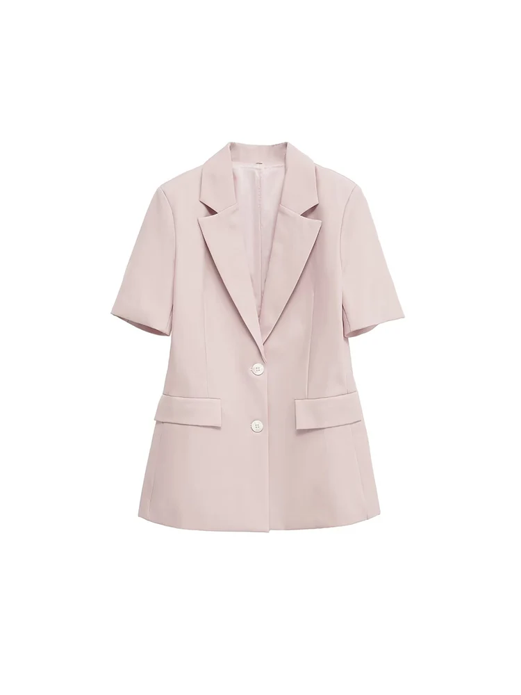 

European and American style autumn new arrivals women's clothing fashionable short-sleeved blended slim-fit suit jacket
