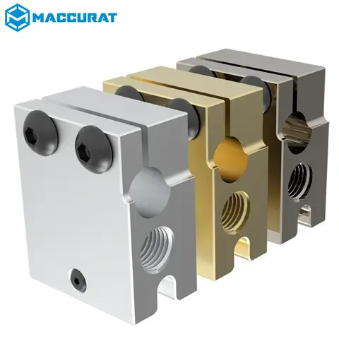 High Quality V6 Volcano Aluminum or Plated Copper Brass Heat Block for PT100 HT-100K Hotend 3D Printer Extruder Heated Block