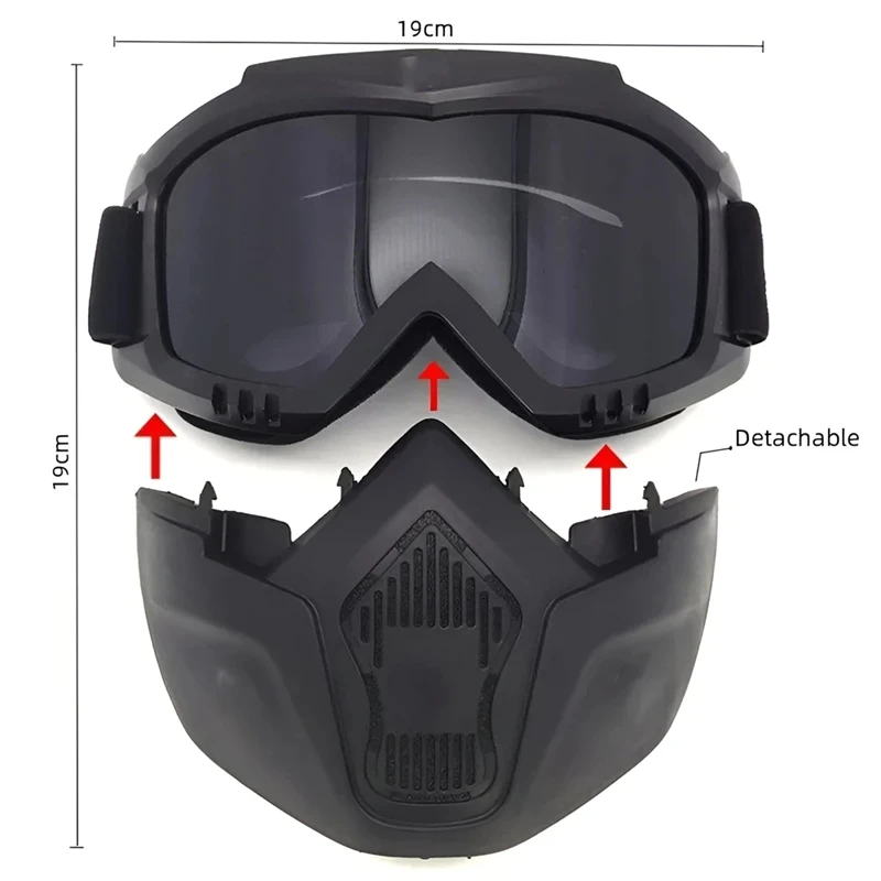 Protective Motorcycle Face Mask Removable Full Face Tactical Motorcycle Helmet Goggles Windproof Snowboard Eyewear UV Protection