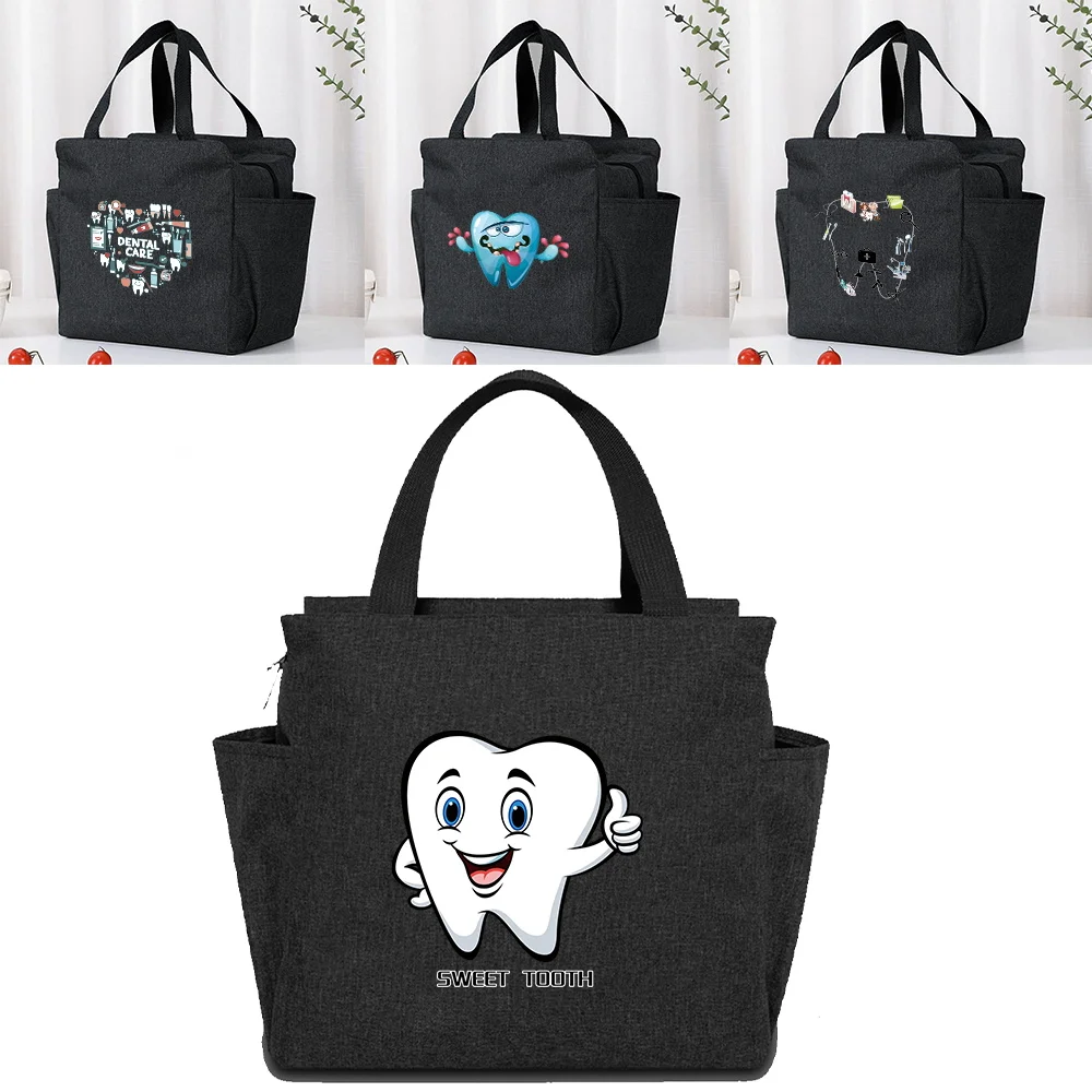 Insulated Lunch Bag High Quality Thermal Bag Portable Cooler Box Large Capacity Teeth Printing Tote Bags Picnic Bags Fashion