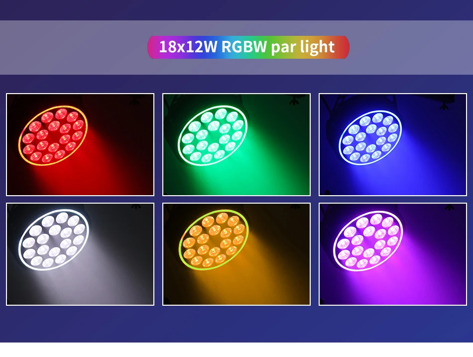 18x12W RGBW LED PAR-Licht, Fernbedienungsmodell, DMX512-gesteuertes LED-Farbwechsel-Bühnenlicht, Professionelles DJ-Equipment – Detail 8