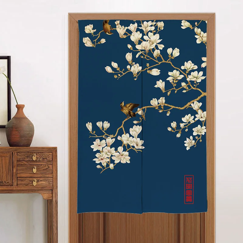 Chinese Vintage Flower Door Curtain Fengshui Lucky Fortune for Kitchen Bedroom Restaurant Home Entrance Doorway Hanging Curtain