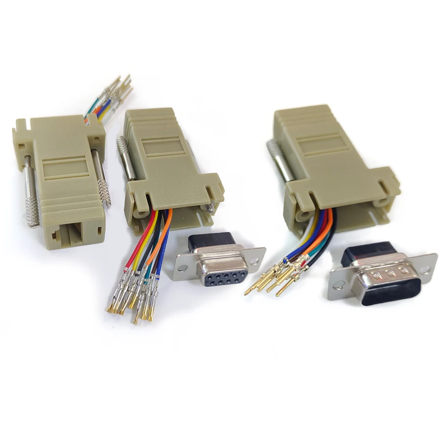10 Stück/Set RS232 DB9 Buchse/Stecker zu RJ45 Buchse Konverter Verlängerung (5 Stück DB9 Buchse + 5 Stück Stecker) – Detail 1