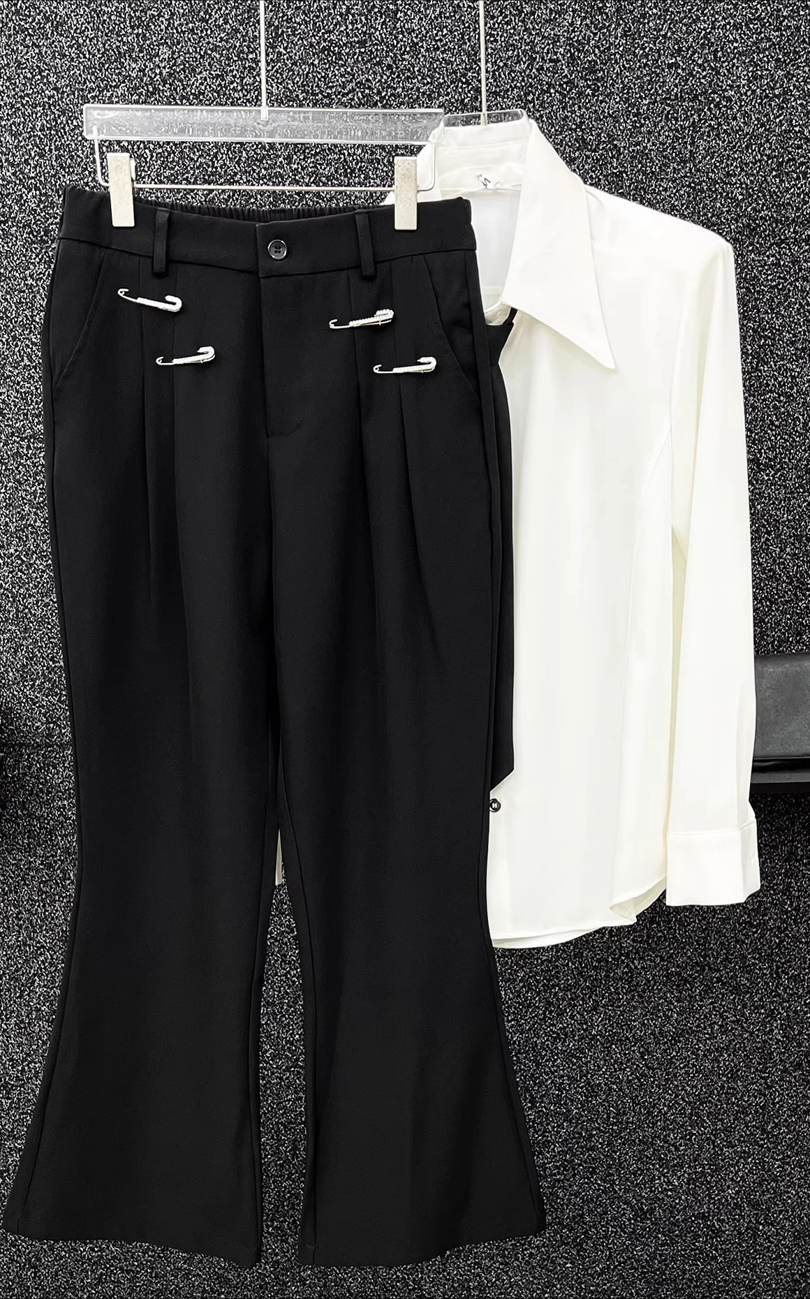 High-end Metal Pin Decorative Suit Pants Men's 2025 Autumn New Fashion Loose Trousers Trendy Versatile Chic Micro Flared Pants