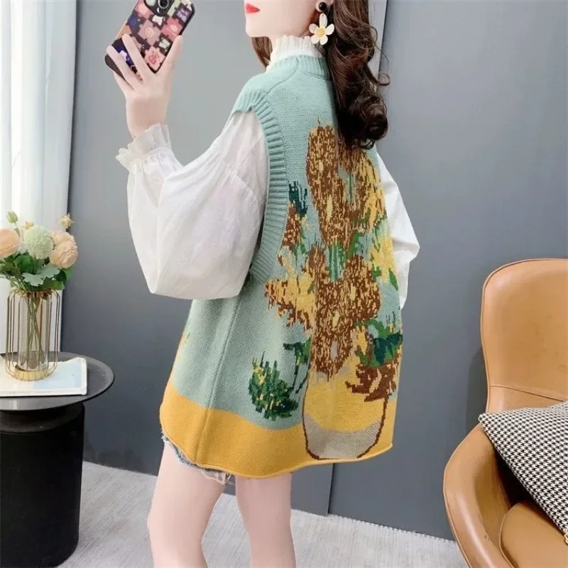 Cute Female Sweater Sleeveless Waistcoat New Knitwear Kawaii Clothing Trend 2025 Women's Knitted Vest Cheap Clothes Outerwears