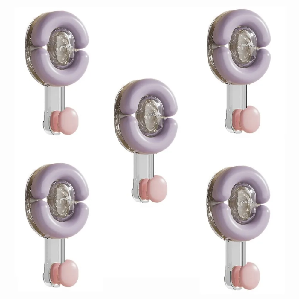 

5Pcs Multifunctional Plastic Suction Cup Hooks Hangable Punch Free Shower Hooks Waterproof Moisture-proof Wall Hanger Bathroom