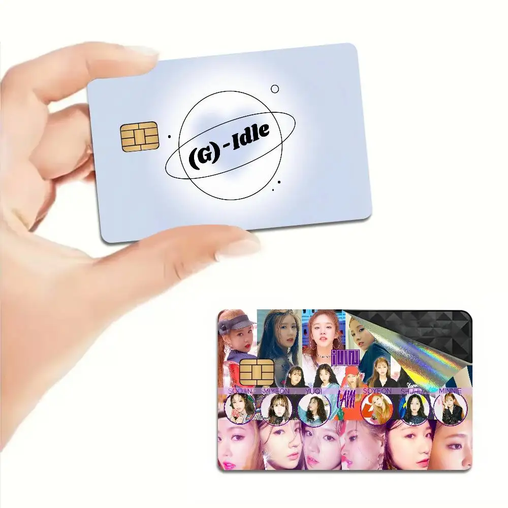 Popular K-Kpop team I-idleS Game Film Cover Sticker Case for Small Chip Credit Debit Card Front Side