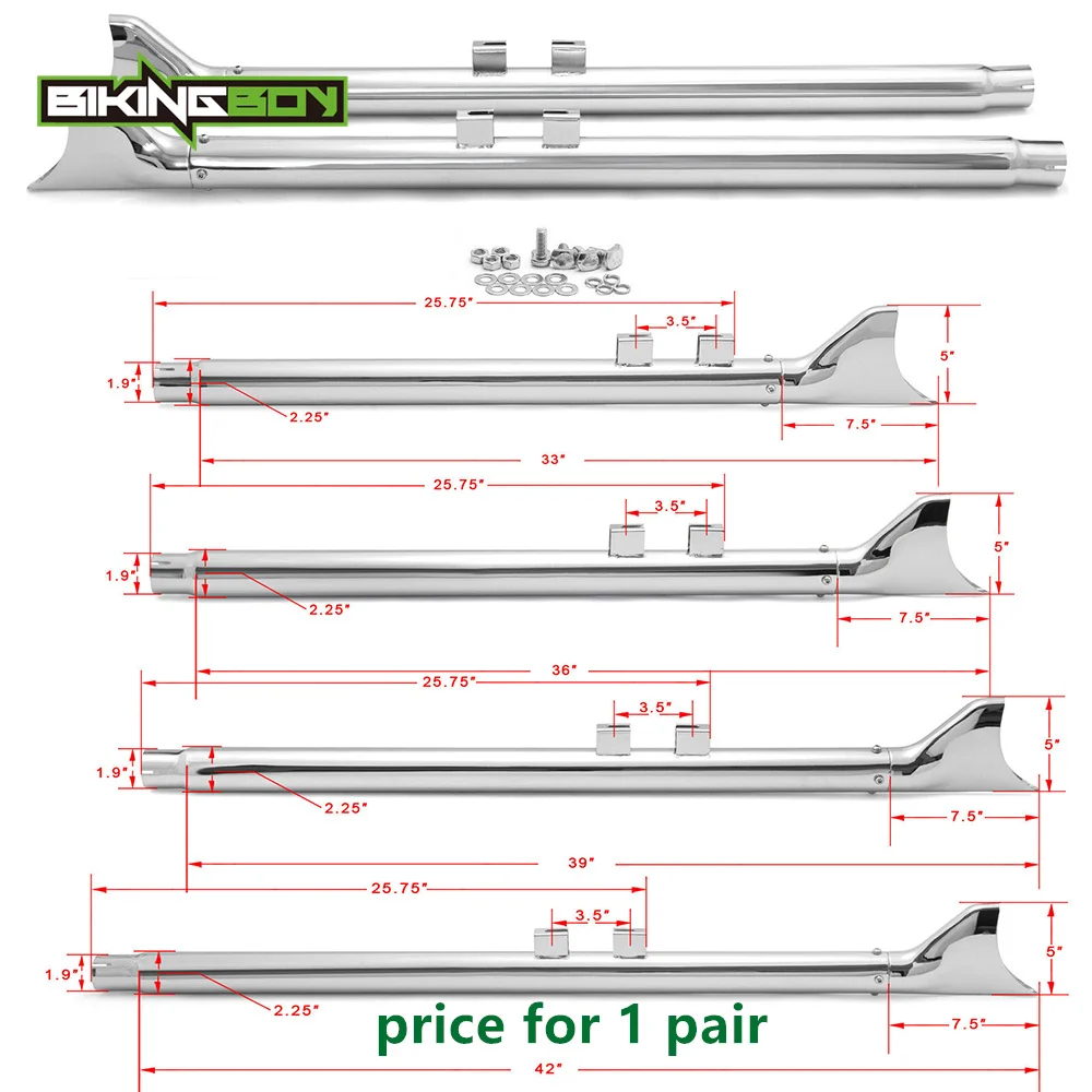 Выхлопная труба глушителя для туристического Bagger FLHT FLTR FLHR Street Glide FLHX FLT 95-16 00 01 33 