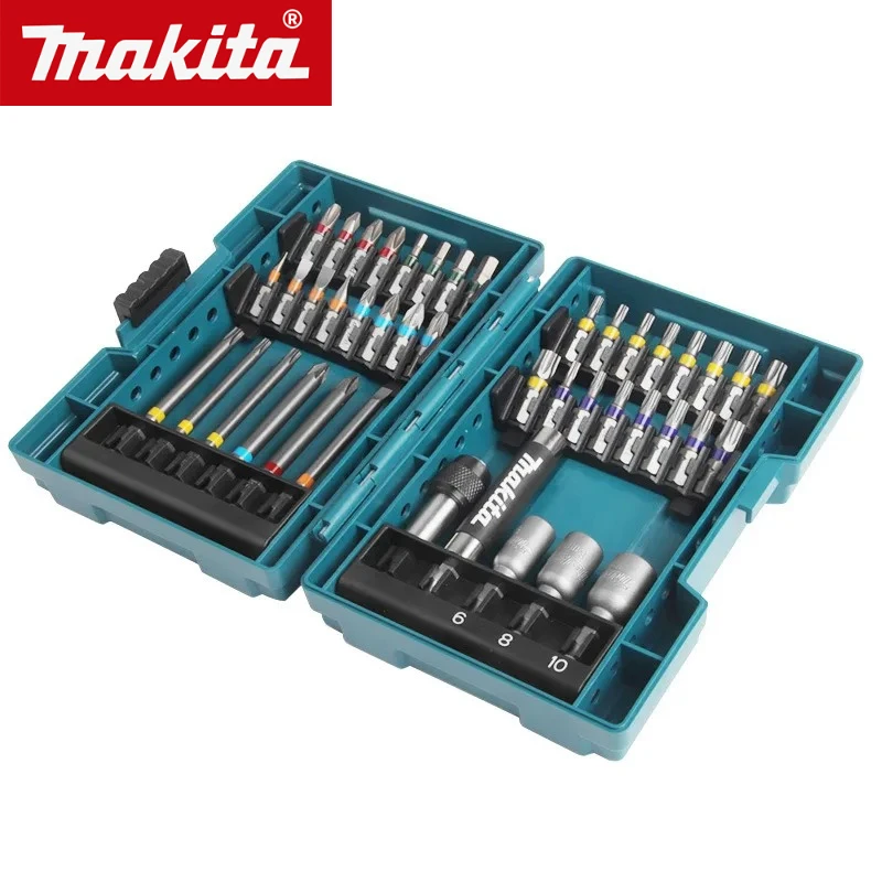 Original Makita B‑55697 43Pcs Screwdriver Bits Set, Cross Flower Hex Socket Bits with Color Box, Power Drill Tool Accessories