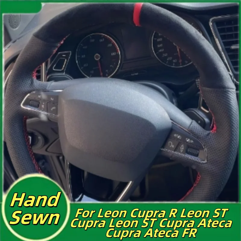 Protector para volante de coche de cuero genuino cosido a mano para Leon Cupra R Leon ST Cupra Leon ST Cupra Ateca Cupra Ateca FR Accesorios
