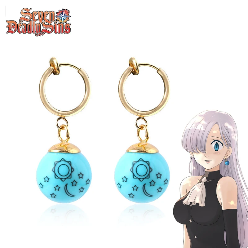 Anime The Seven Deadly Sins Elizabeth Liones Cosplay Pendant Earrings Ear Clip Cosplay Props