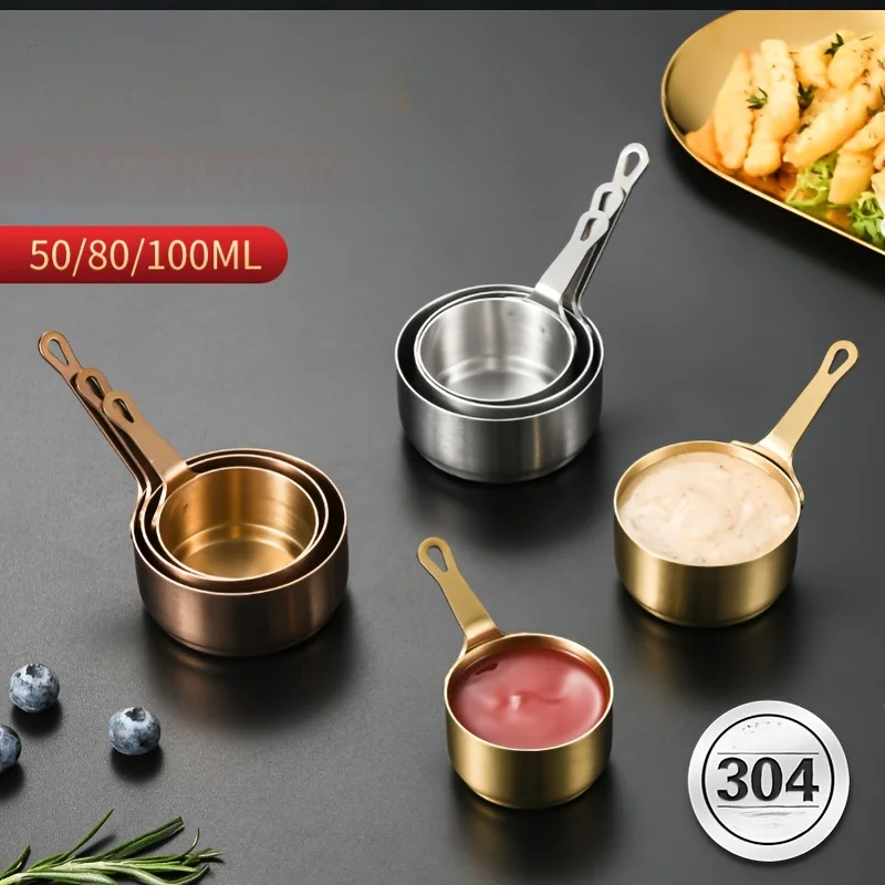3PCS/SET Deep Body One-piece Construction Anti-collision Stainless Steel Measuring Cup For Coffee Baking Powder Weighing