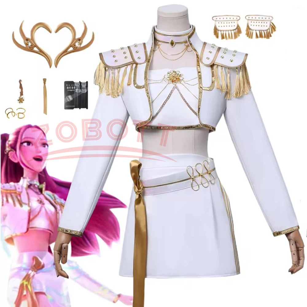 

Anime K-Pop Demon Hunters Mira Cosplay Costume White PU Leather Uniform Role Play for Party Halloween Carnival Outfit Accessorie