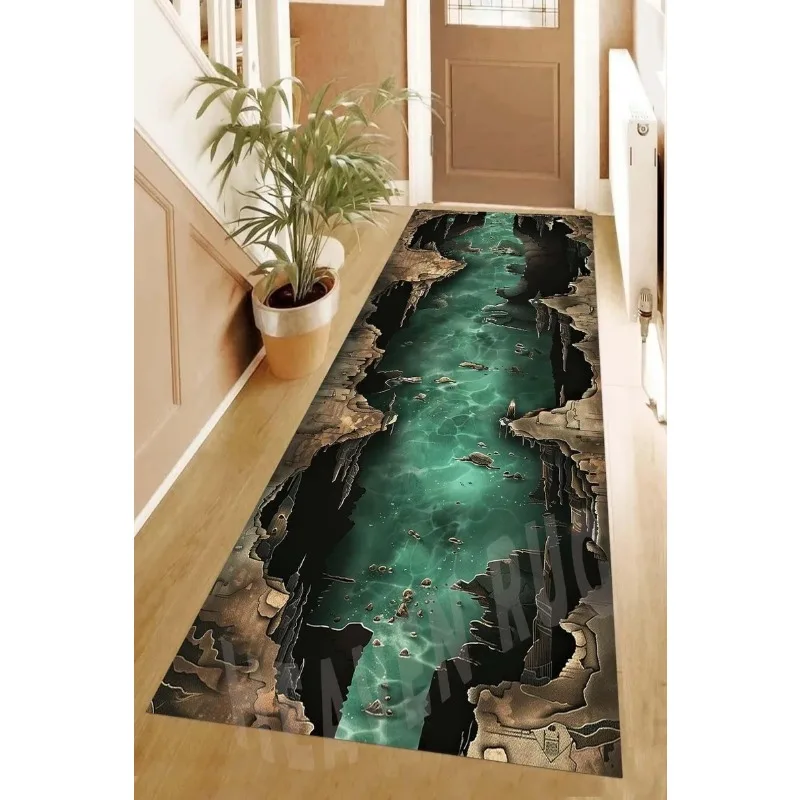 

3D Crack Waterfall Corridor Carpet Decoration Hall Runway Carpet Party Corridor Floor Mat Anti Slip Room Sofa Bedside Carpet
