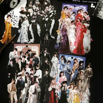 Mr. Paper 4-stijl 20 stuks / pak PET-licht Retro Japanse en Koreaanse karakterstickers Versier het handboekmateriaal