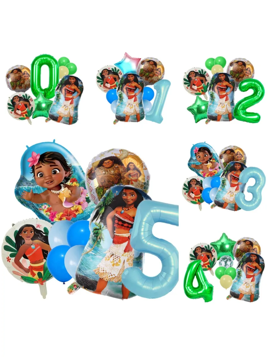 Ensemble de ballons numérotés de 32 pouces, figurine de dessin animé Moana, aventure océanique, décoration de fête d'anniversaire, mariage, nouvel an, fournitures pour baby shower