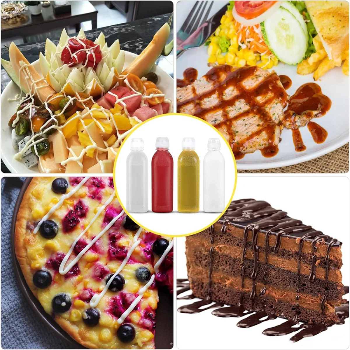 زجاجات ضغط بهار الخروع، زجاجات ضغط للصلصات، موزع زيت الزيتون، زجاجات الكاتشب 3 عبوات 17 أونصة (500 مل)