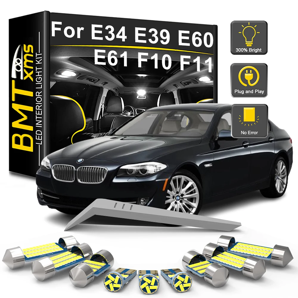 BMTxms Canbus LED Interior Lights Bulb Kit For BMW 5 Series E34 E39 E60 E61 F10 F11 1988-2009 2010 2011 2012 2013 2014 2015 2016