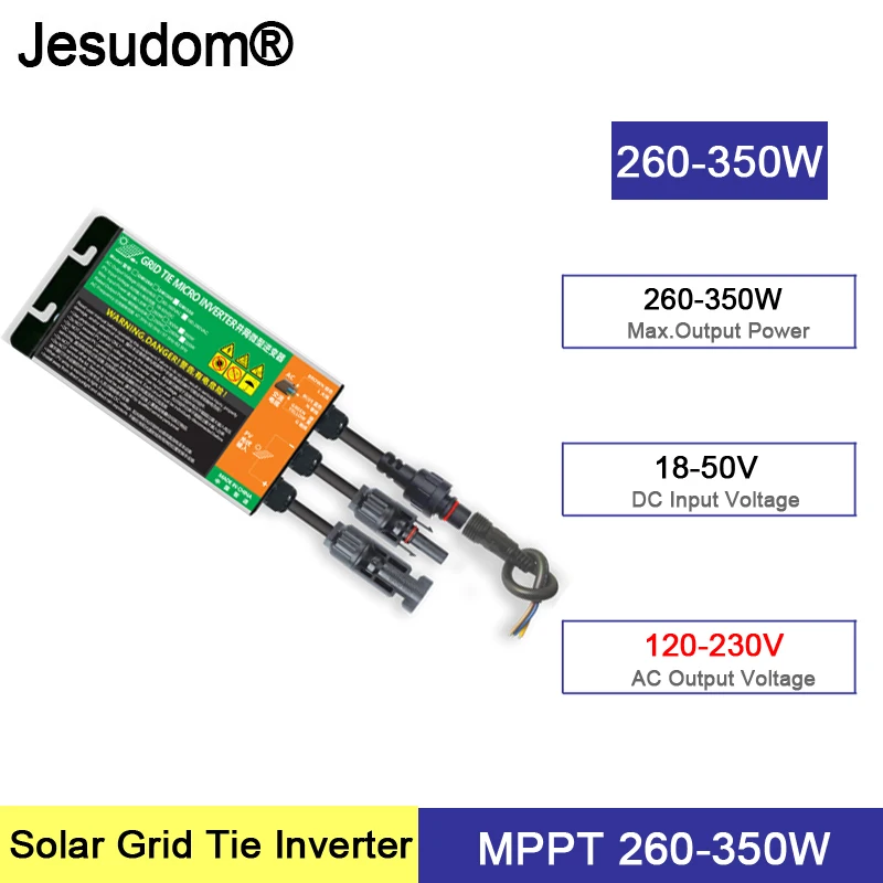 GMI Series 260W 300W 350W MPPT Solar Grid Tie Micro Waterproof Inverter DC18V-50V to AC110V-230V 50HZ/60HZ Solar PV Inverter