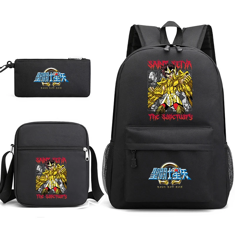 

Saint Seiya Anime Print School Backpack Set with Shoulder Bag and Pencil Case for Teens Kids Lightweight Casual Daypack