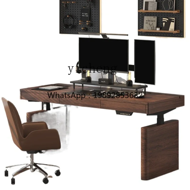 

K8 Electric Lifting Table Black Walnut Home Intelligent Wireless Charger Dual Motor Computer Desk Station