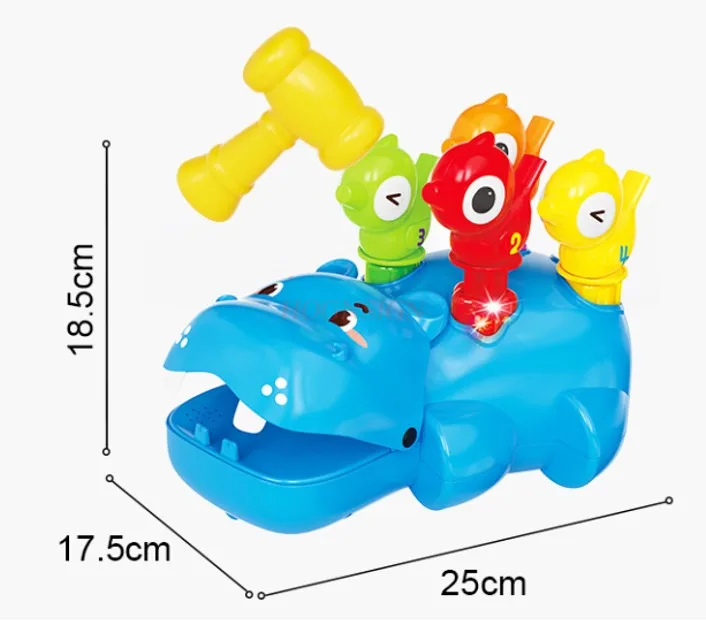 Juguetes musicales para golpear hipopótamo, máquina de juego de marmota para niños, máquina de marmota con martillo para golpear rompecabezas para niños
