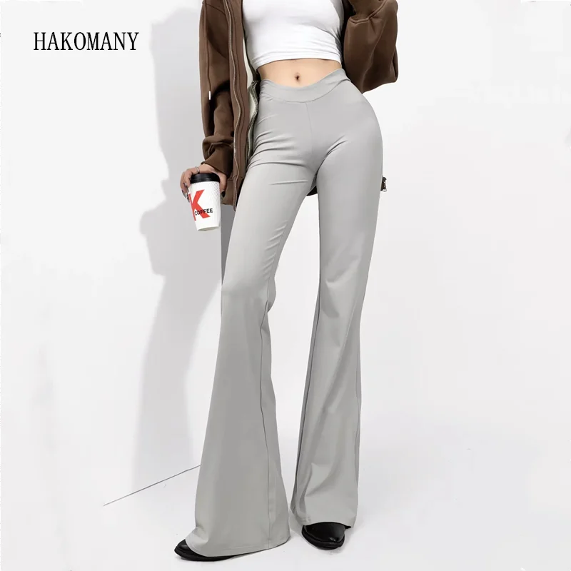 

2023 Woman Buttock lifting Stretch Slim Skinny Trousers Legging Yoga Bottom American Retro Cut out V Low Waist Flare Pants