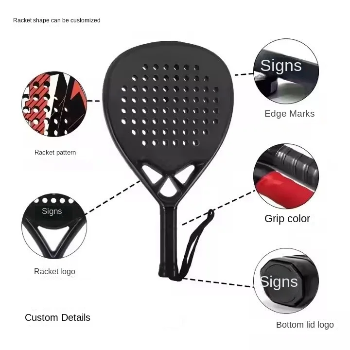 

STLFFactory Supply Outdoor Carbon Fiber Tennis Racket Customizable Beach Racquet with Logo Imprint Nylon Net Material