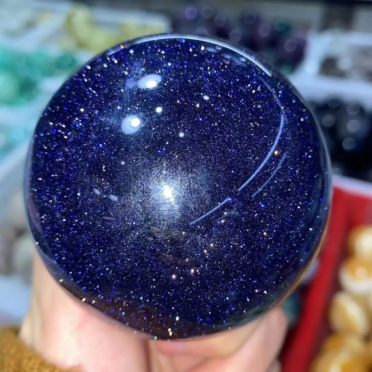 

Natural Blue Stone Crystal Ball, Reiki Healing Room, Decorated with Gift of Energy Gem, Seven Chakra Meditation and Divination