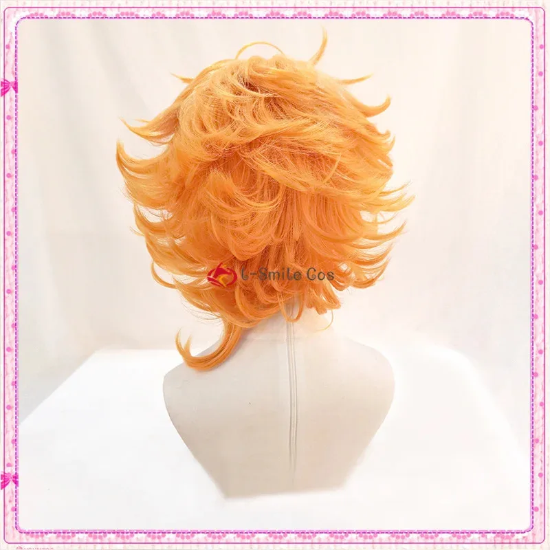 2025 إيما قصيرة الذهبي التدرج الأصفر أنيمي وعد نيفرلاند الشعر الاصطناعية تأثيري الباروكات + غطاء شعر مستعار
