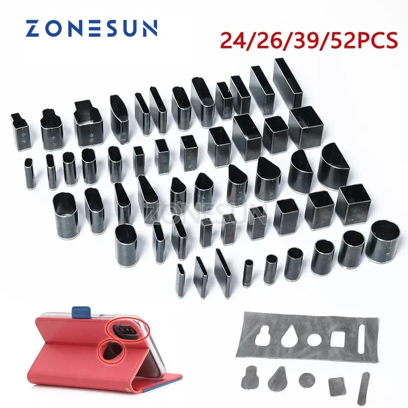 ZONESUN 52pc High-Carbon Steel Round Hole Puncher DIY Handmad Belt Punching Tool leather Hollow Drilling For Phone Camera
