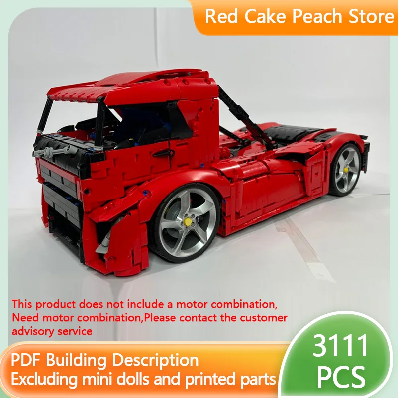 

Модель городской автомобиль MOC, строительные кирпичи, красный сверхмощный транспортный грузовик, модульная технология, детские праздничные подарки, сборка игрушек, костюм