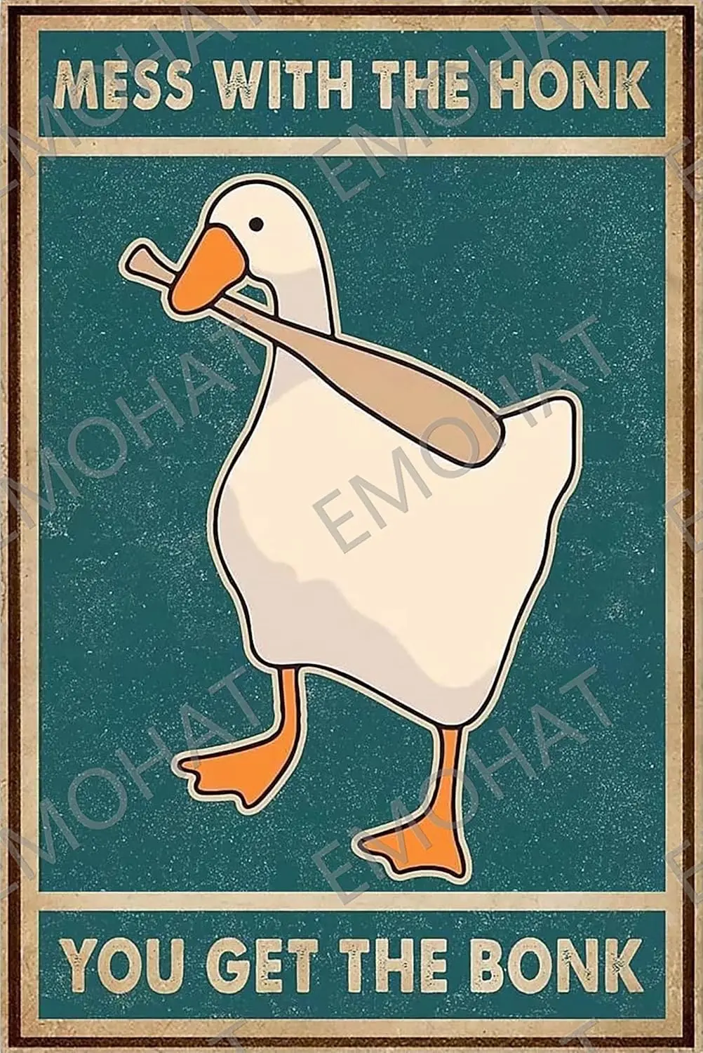 Metal Poster Signs Tin Metal Sign Goose Mess With The Honk You Get The Bonk For Home Kitchen Restaurant Coffee Bar Wall Decor Ar