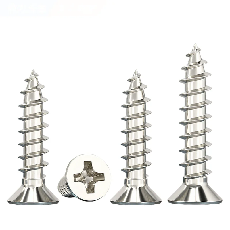Length 6mm-90mm  304 Stainless Steel Flat Head Screw M2.2 M2.6 M3 M3.5 M4 M5 M6 Cross Recessed Flat Head Self-Tapping Screws
