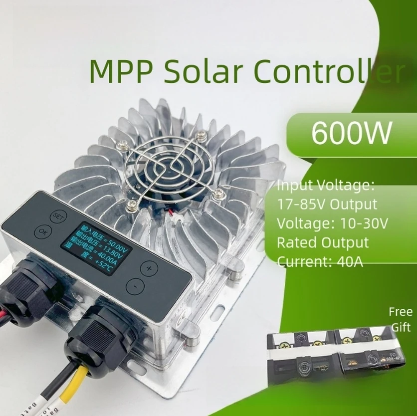 وحدة تحكم بالشحن بالطاقة الشمسية 600 وات لـ M PPT جهاز التحكم بالشحن بالطاقة الشمسية جهد قابل للتعديل 10-30 فولت شاشة الكريستال السائل أداة المعدات الكهربائية #2