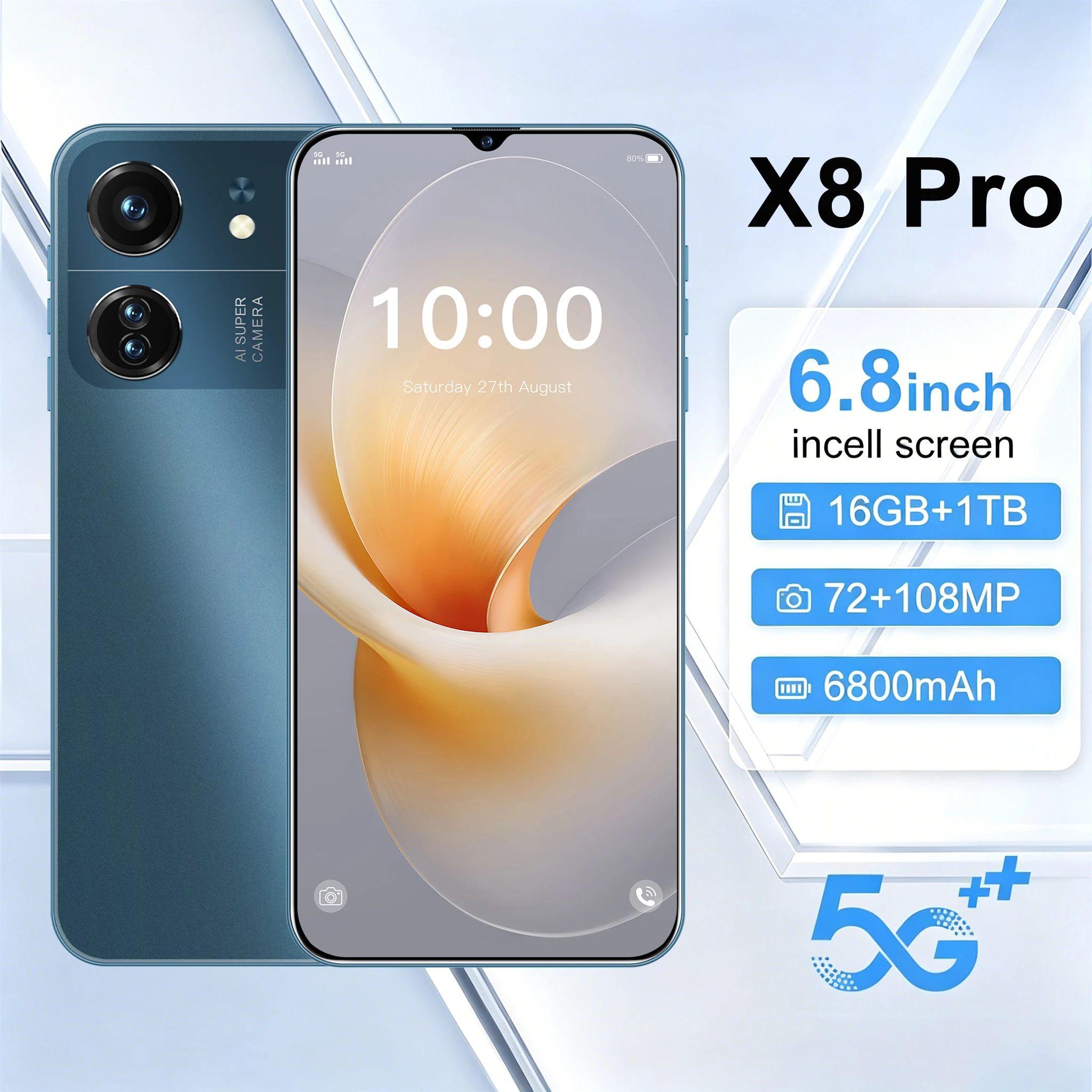 

2026 NEW High Quality X8 Pro Global Version Original Intelligent 4G 5G Dual Card Dual Standby System 6800mAh Battery Arrival