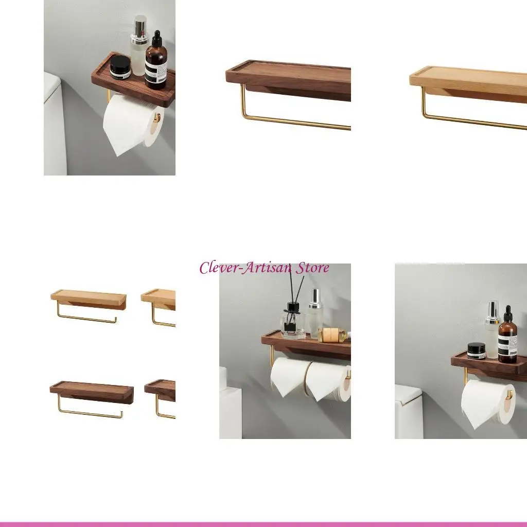 

E06B Wall Mounted Toilet Paper Roll Holder with Tray Kitchen Bathroom Accessories