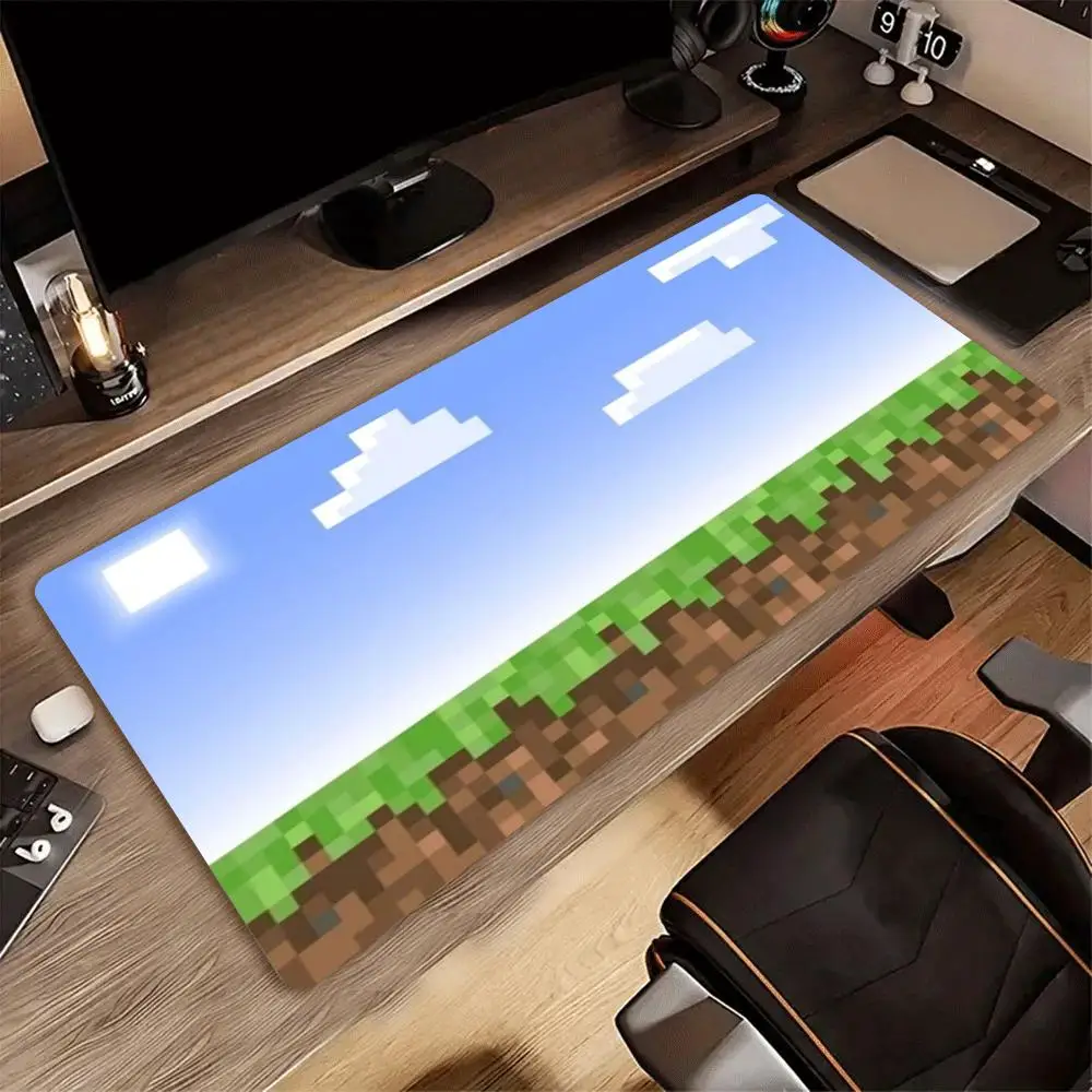 Pixel Game Grass Sky XXL Gaming Mouse Pad Retro Block Style Art Deskmat Non-Slip Rubber Keyboard Mat Large Table Mousepad
