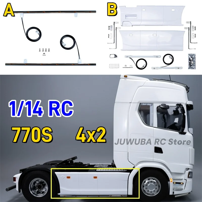 RC 1/14 Model Truck 770S 4x2 Upgrade Side Skirt Light LED Lighting For Tamiya 1:14 RC Tractor Truck 4X2 770S Model Accessories