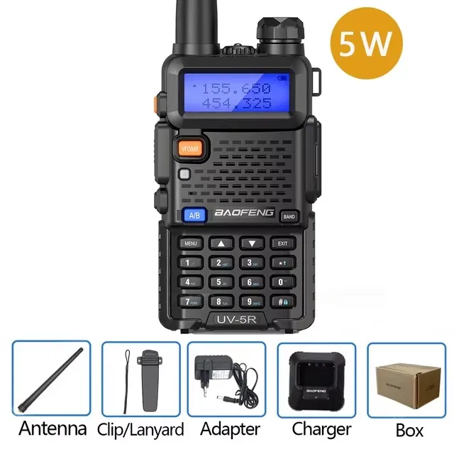 Baofeng Walkie Talkie UV 5R, Walkie Talkie Dual Band VHF UHF portabel FM amatir 1800mAh UV5R Radio Ham dua arah untuk mendaki