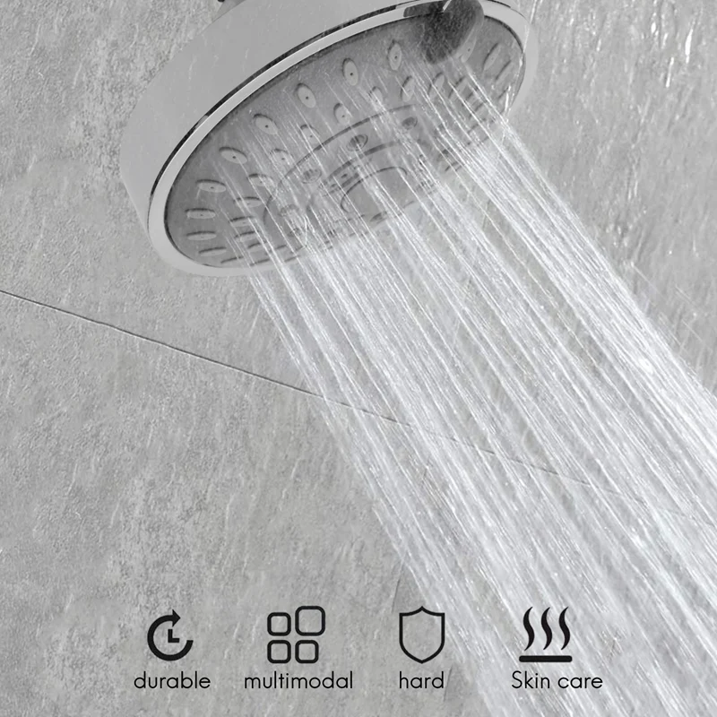 High-Pressure Shower Head,Rain Fixed Shower Head,Bathroom Shower 4 Inch Large Flow Shower,5 Spray Settings, Adjustable