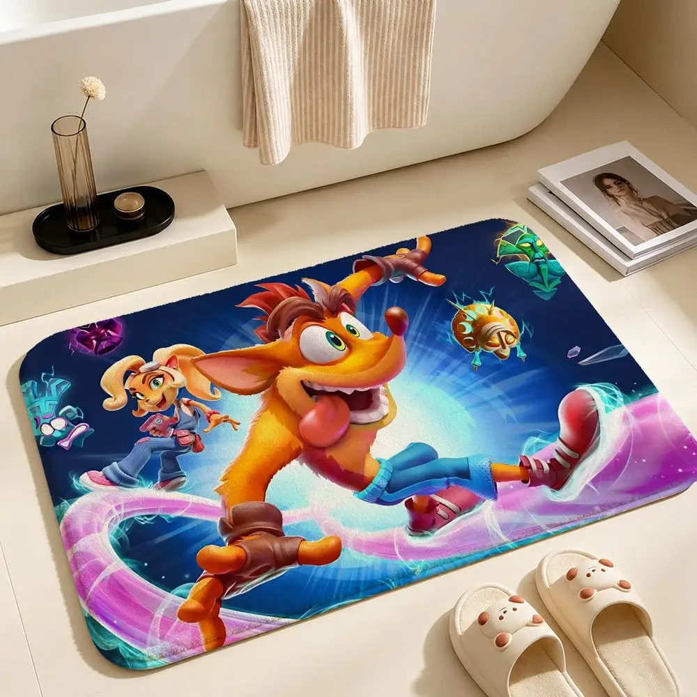 Game-Crash BandicootS Floor Mat Soft Non-Slip Bath Mat, Bedside Carpet, Absorbent Doormat for Home